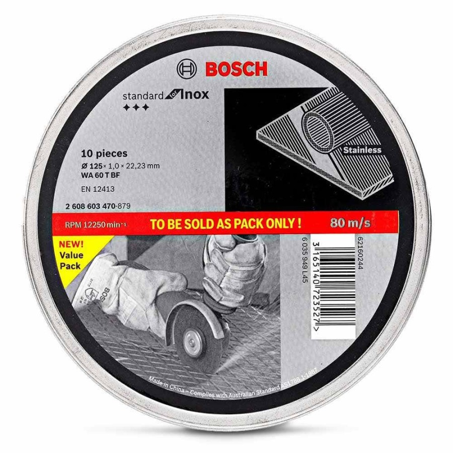 Home * | Best Sale Bosch 125 X 1.0Mm Steel & Stainless Cut Off Disc Standard For Inox 10 Piece 2608603470