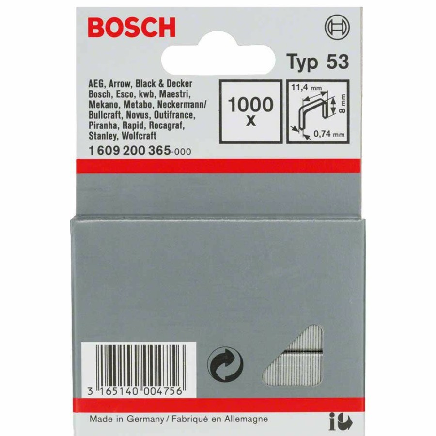 Home * | Top Selling Bosch 8Mm Staples 1000 Pieces Box Suits Ptk14E 1609200365