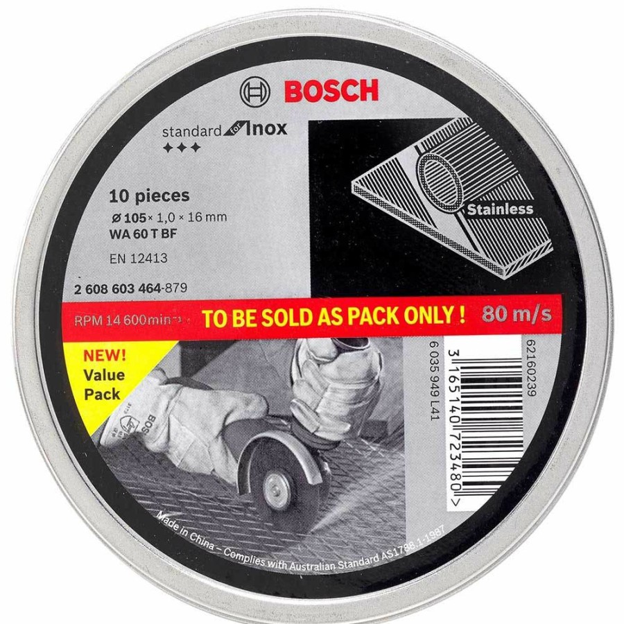 Home * | Clearance Bosch 105 X 1.0Mm Steel & Stainless Cut Off Disc Standard For Inox 10 Piece Tin