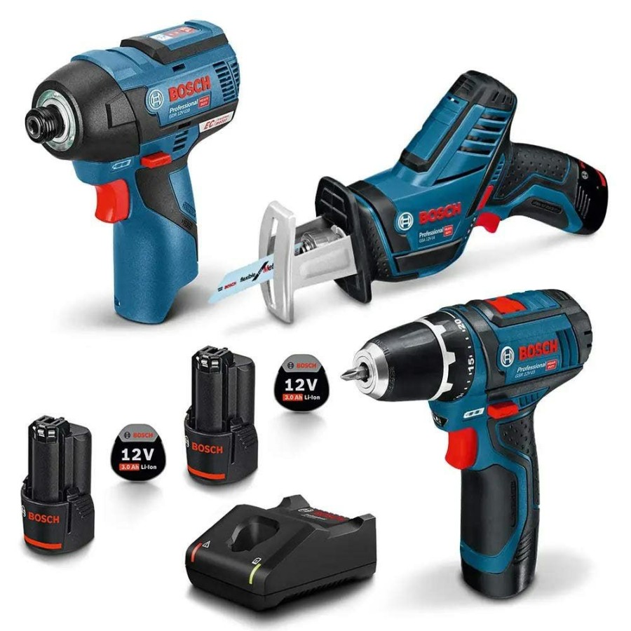 Home * | Online Discount Bosch 12V Brushless 3 Piece 2 X 3.0Ah Combo Kit 0615990M9Z