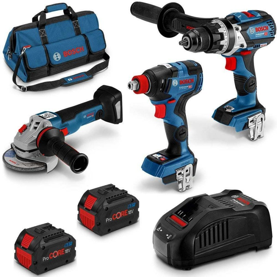 Home * | Discount Store Bosch 18V Brushless 3 Piece 2 X 8.0Ah Combo Kit 0615990L27