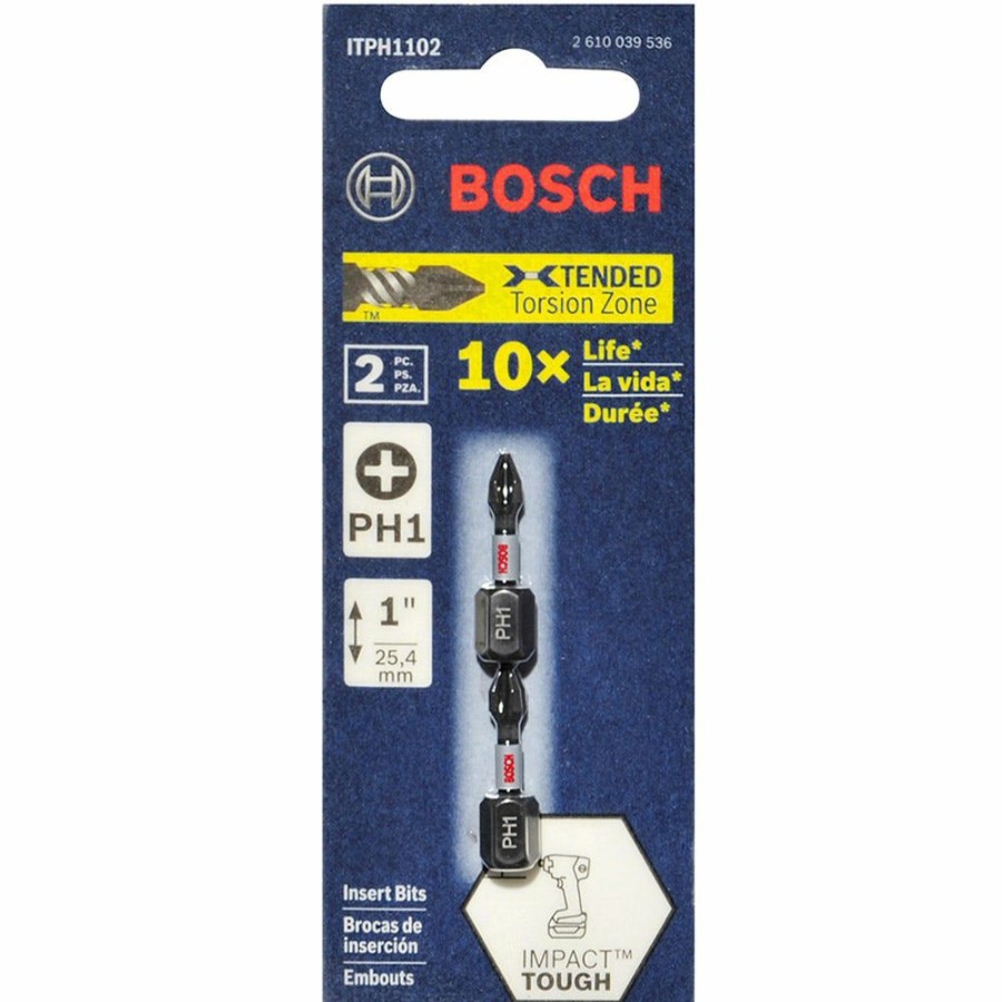 Home * | Absolute Quality Bosch Ph1 X 25Mm Phillips Insert Screwdriver Bit Impact Tough 2 Piece