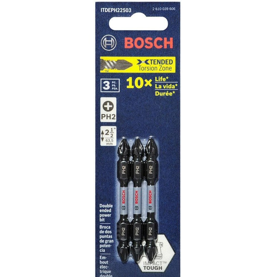 Home * | Discount Prices Bosch Ph2 X 65Mm Phillips Double-Ended Power Screwdriver Bit Impact Tough 3 Piece