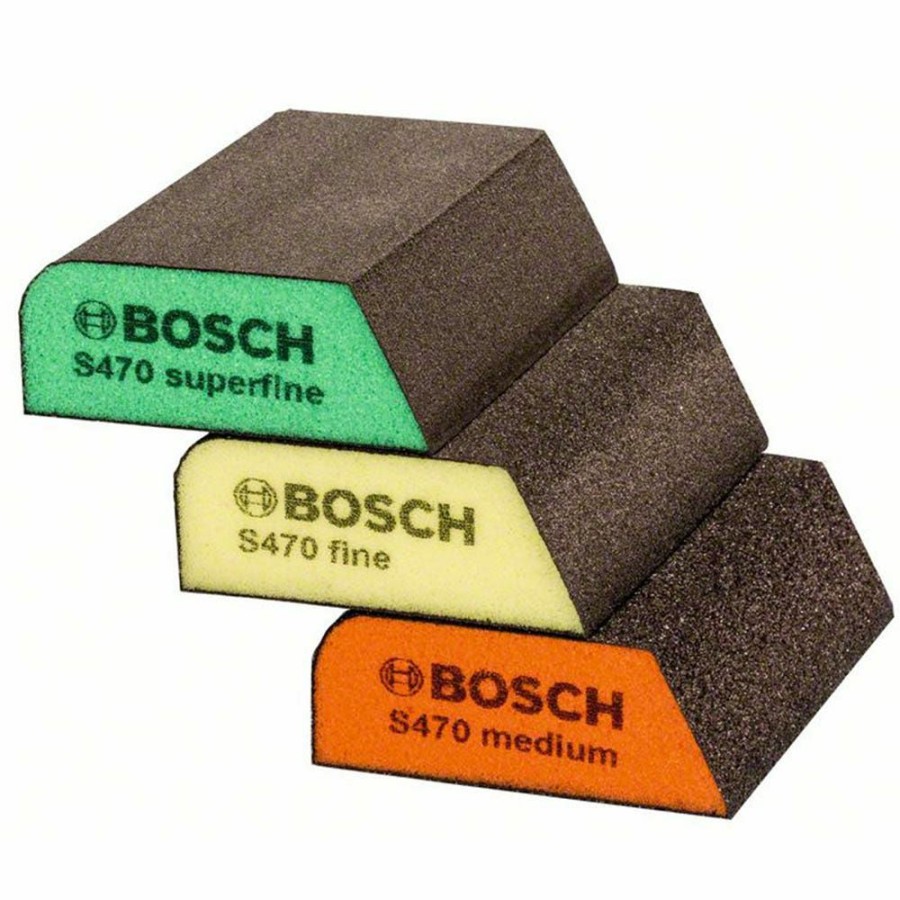 Home * | 30%-70% Off Bosch Foam Angled Hand Sanding Block Kit S470 Best For Profile 3 Piece