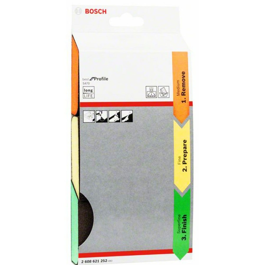 Home * | 30%-70% Off Bosch Foam Angled Hand Sanding Block Kit S470 Best For Profile 3 Piece