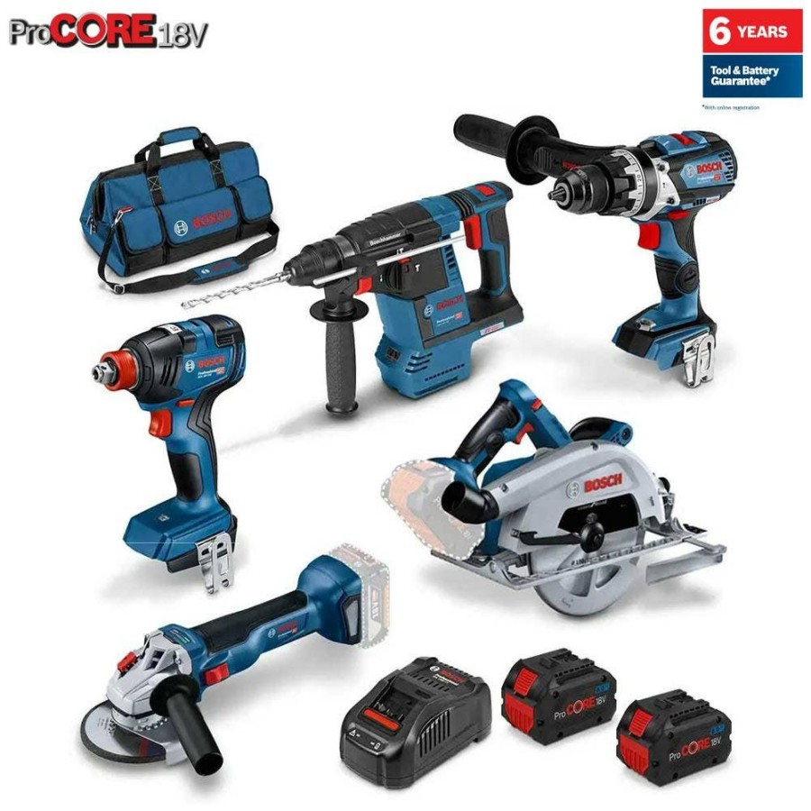 Home * | Fashionable Bosch Procore18V Brushless 5 Piece 2 X 8.0Ah Combo Kit 0615990M70