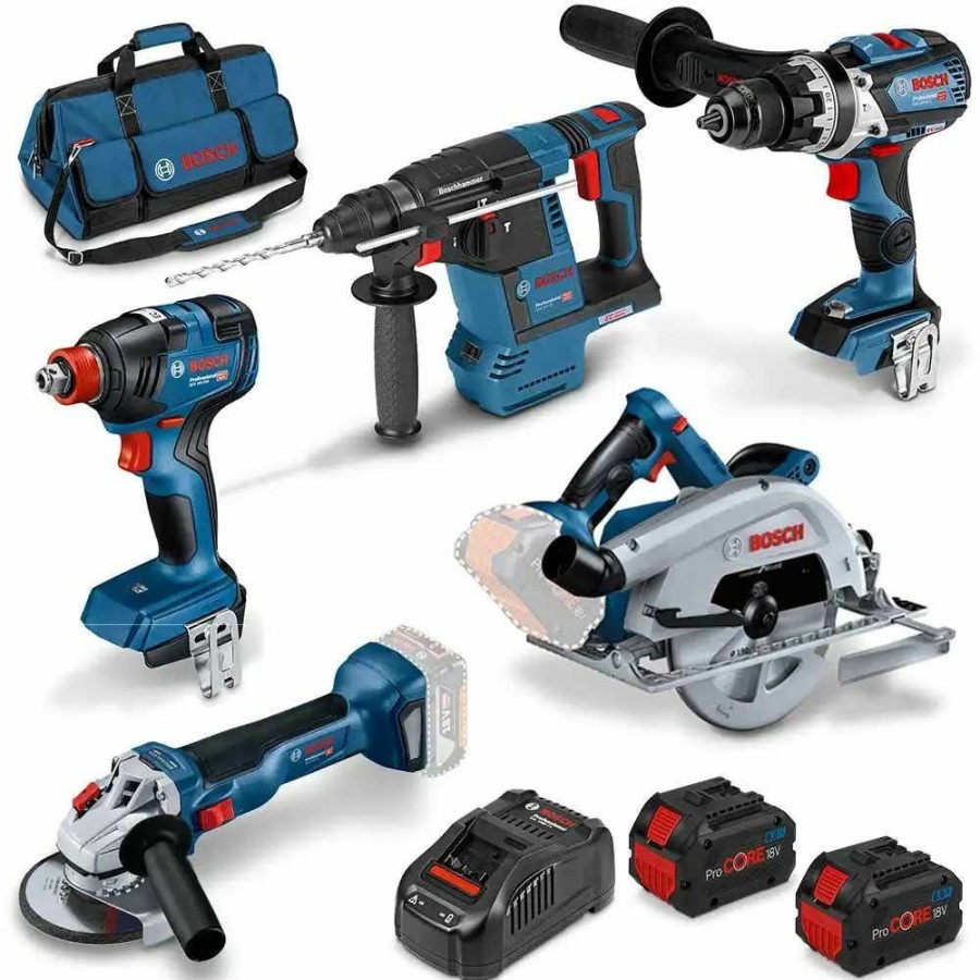 Home * | Fashionable Bosch Procore18V Brushless 5 Piece 2 X 8.0Ah Combo Kit 0615990M70