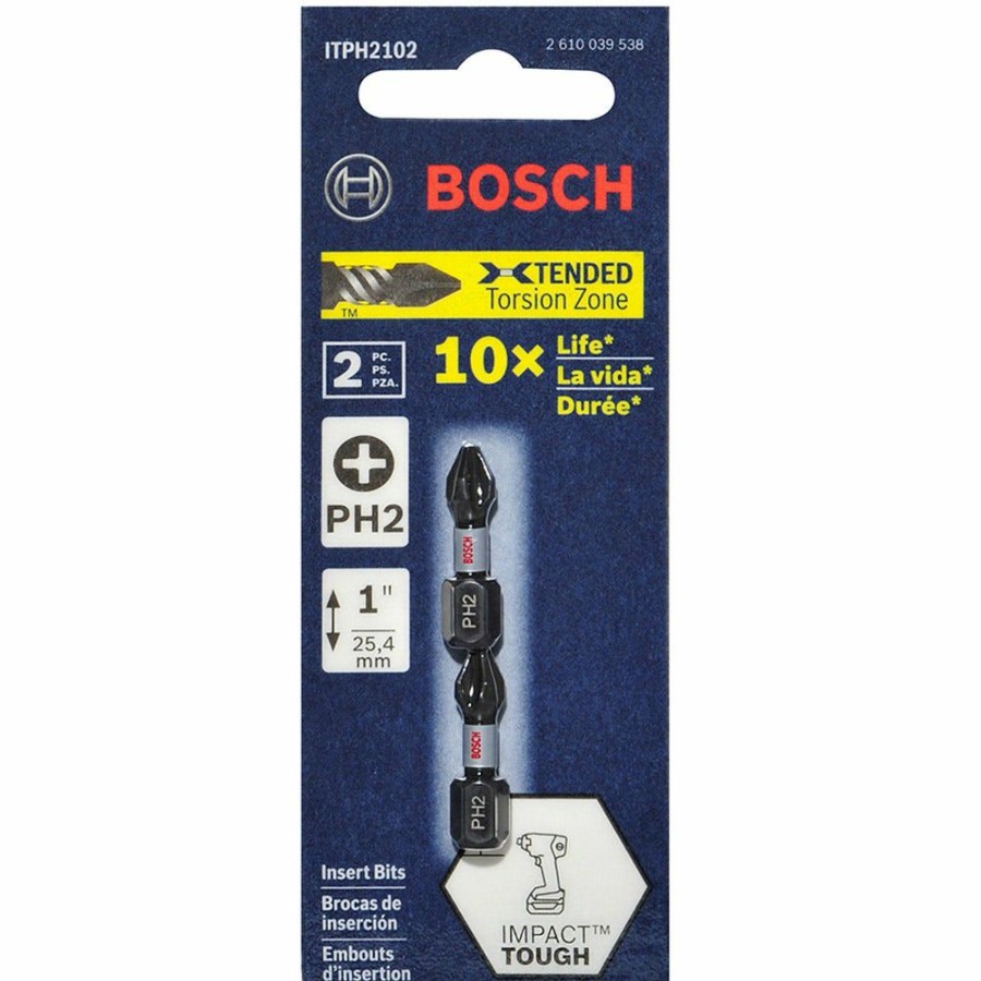 Home * | Clearance Bosch Ph2 X 25Mm Phillips Insert Screwdriver Bit Impact Tough 2 Piece