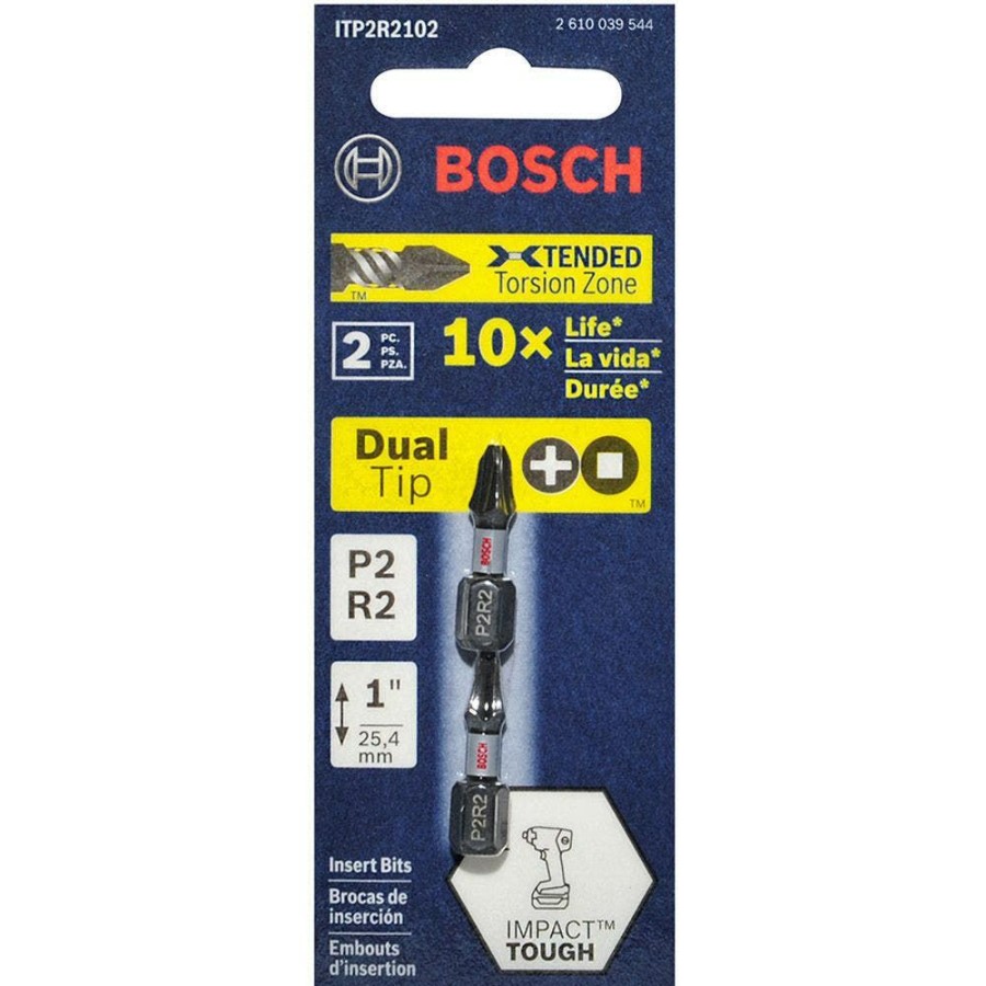 Home * | Half Price Bosch P2R2 X 25Mm Phillips/Robertson Insert Screwdriver Bit Impact Tough 2 Piece