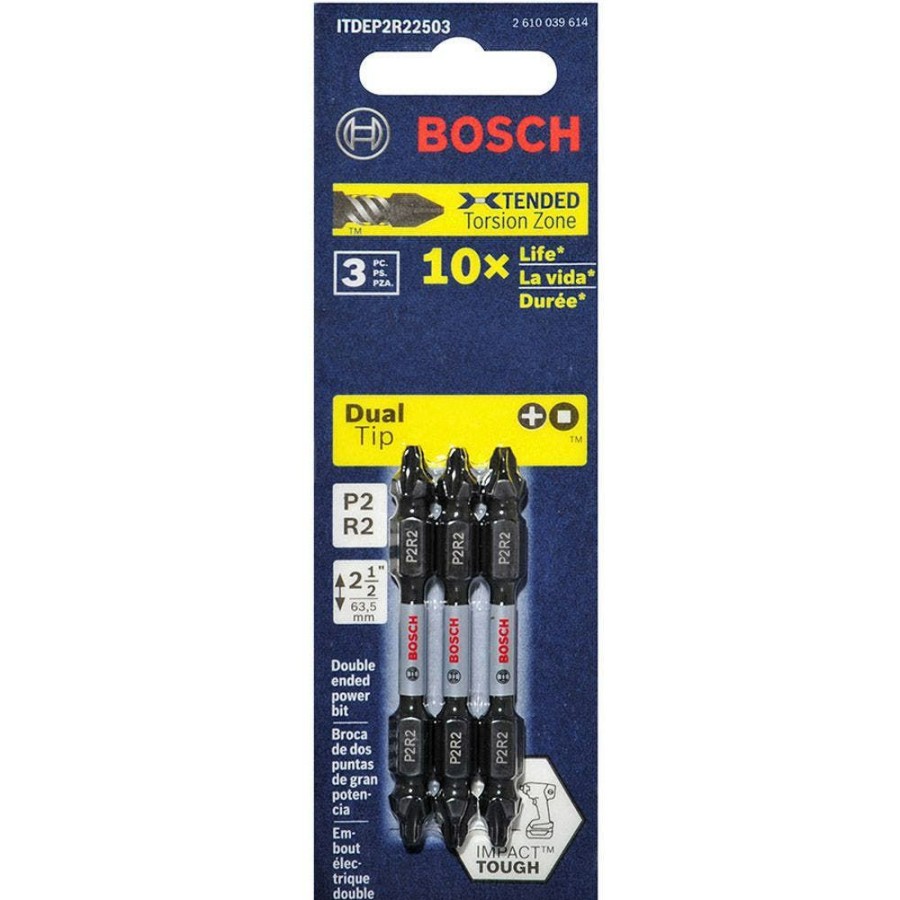 Home * | Lower Prices Bosch P2R2 X 65Mm Phillips/Robertson Double-Ended Power Screwdriver Bit Impact Tough 3 Piece