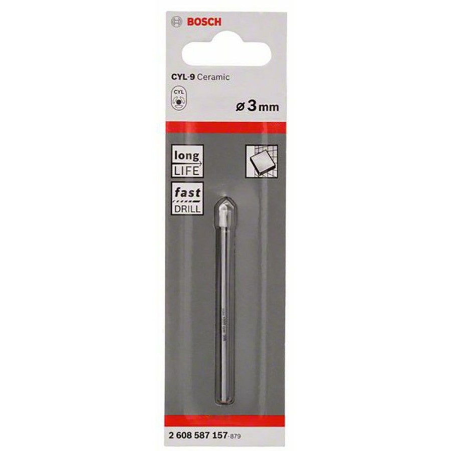 Home * | 40%-70% Off Bosch 3.0 X 70Mm Tct Glass & Tile Drill Bit Cyl-9 Ceramic