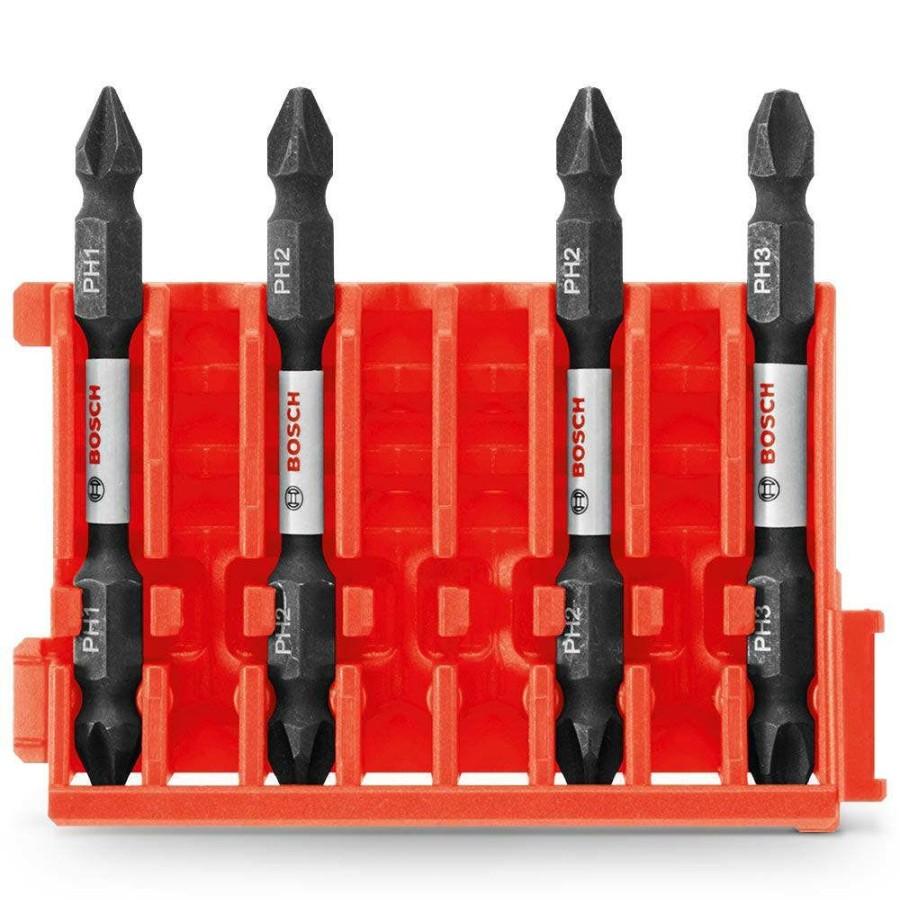 Home * | Cheap Online Bosch Ph1-Ph3 Phillips Double-Ended Power Screwdriver Bits Impact Tough 4 Piece