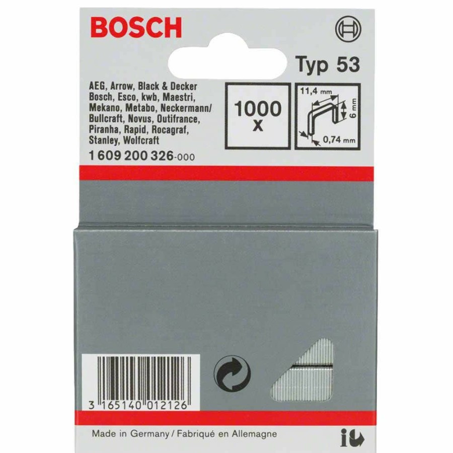 Home * | Cheap Online Bosch 6Mm Staples 1000 Pieces Box Suits Ptk14E 1609200326