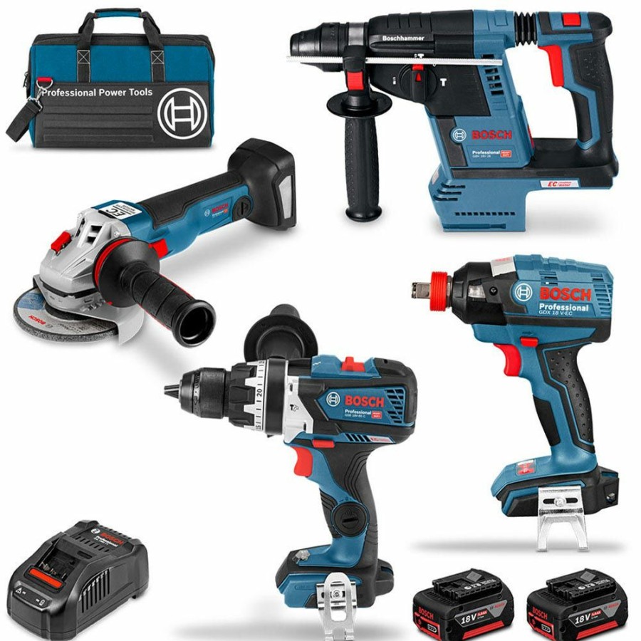 Home * | Cheap Online Bosch 18V Brushless 4 Piece 2 X 5.0Ah Combo Kit 0615990J9K