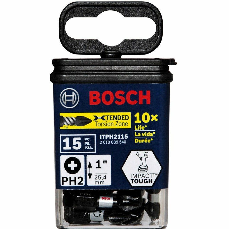 Home * | Half Price Bosch Ph2 X 25Mm Phillips Insert Screwdriver Bit Impact Tough 15 Piece