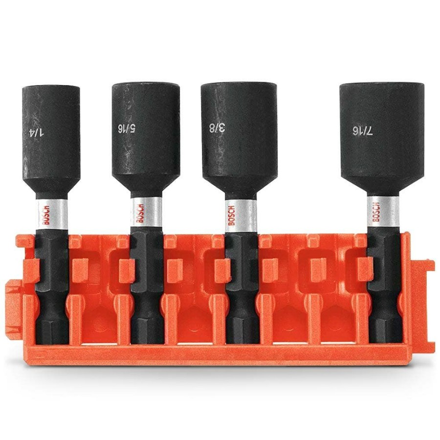 Home * | New Arrivals Bosch 1/4-7/16Inch X 50Mm Magnetic Power Nutsetter Set Impact Tough 4 Piece