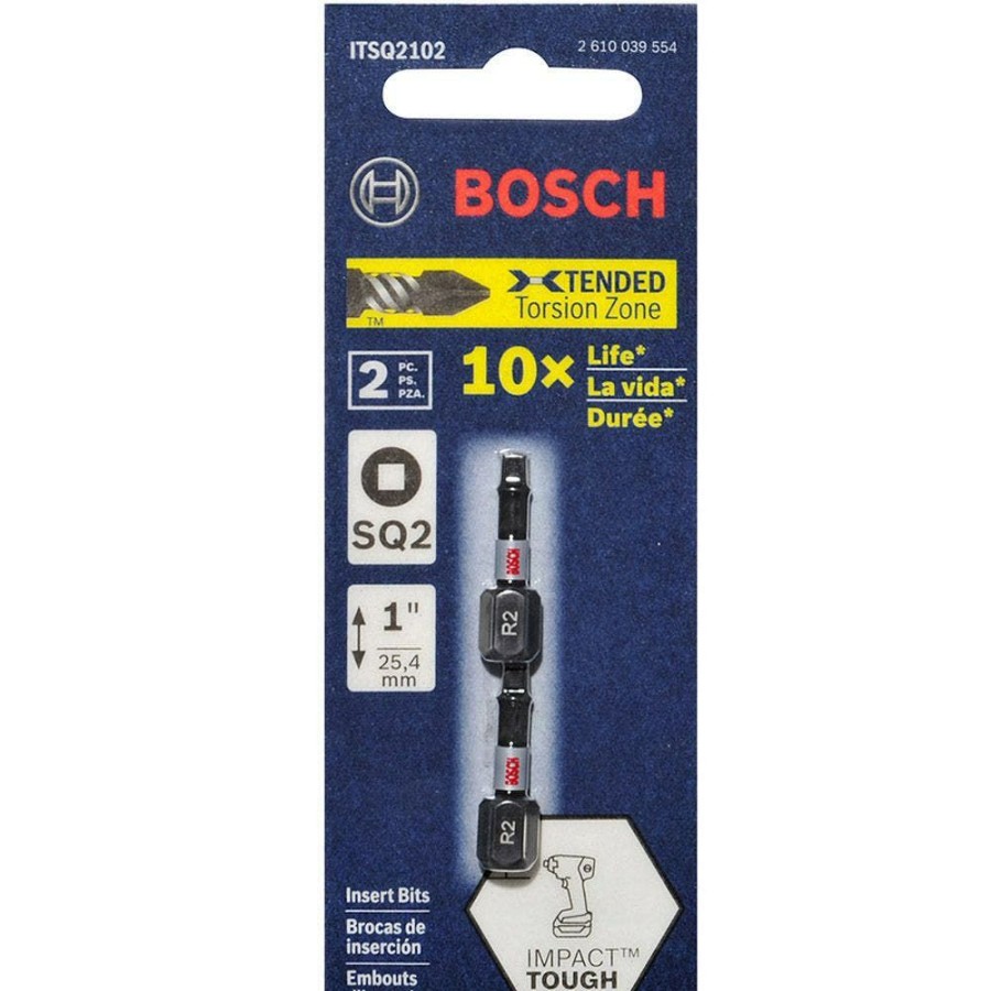 Home * | Hot Sell Bosch R2 X 25Mm Robertson/Square Insert Screwdriver Bit Impact Tough 2 Piece