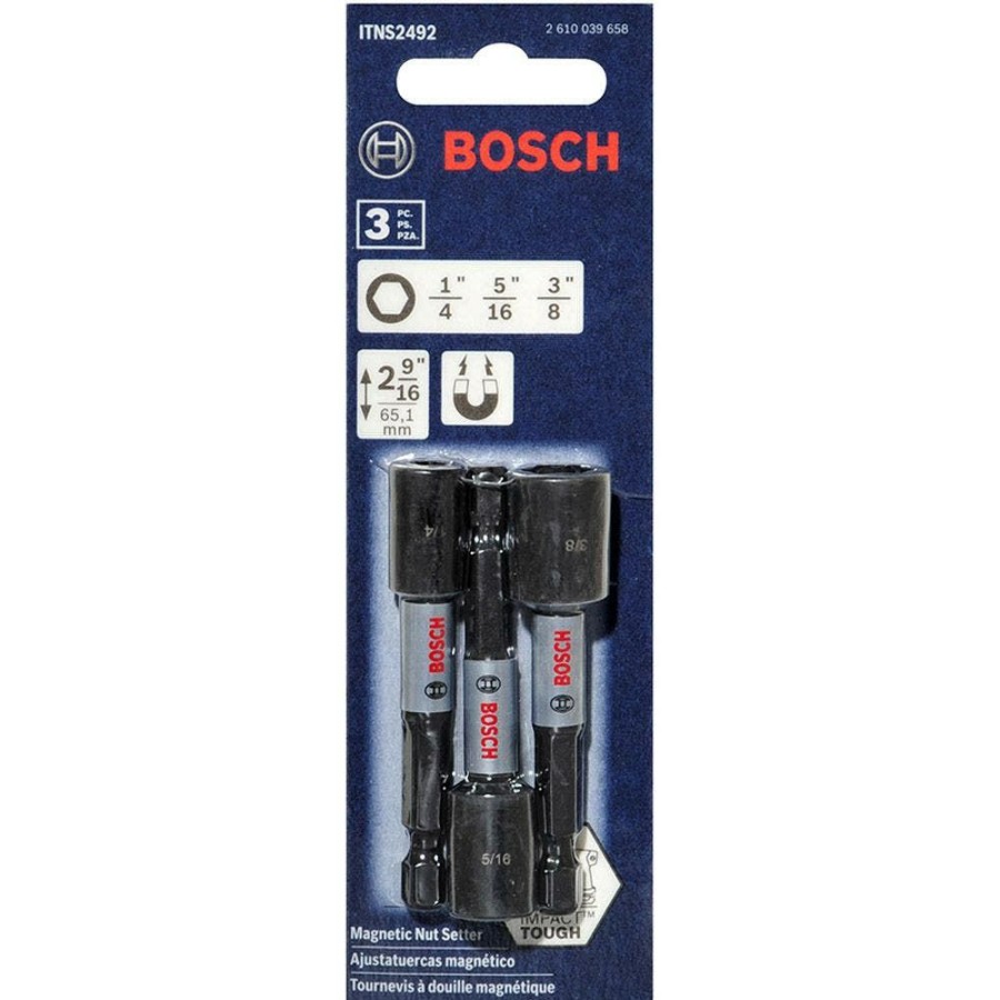 Home * | Half Price Bosch 1/4-3/8Inch X 65Mm Magnetic Power Nutsetter Set Impact Tough 3 Piece